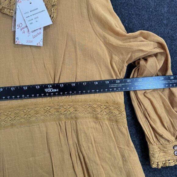 April Cornell My Dear Austin Dress Women's XL Gold Cotton Boho Prairie Maxi - Picture 7 of 10